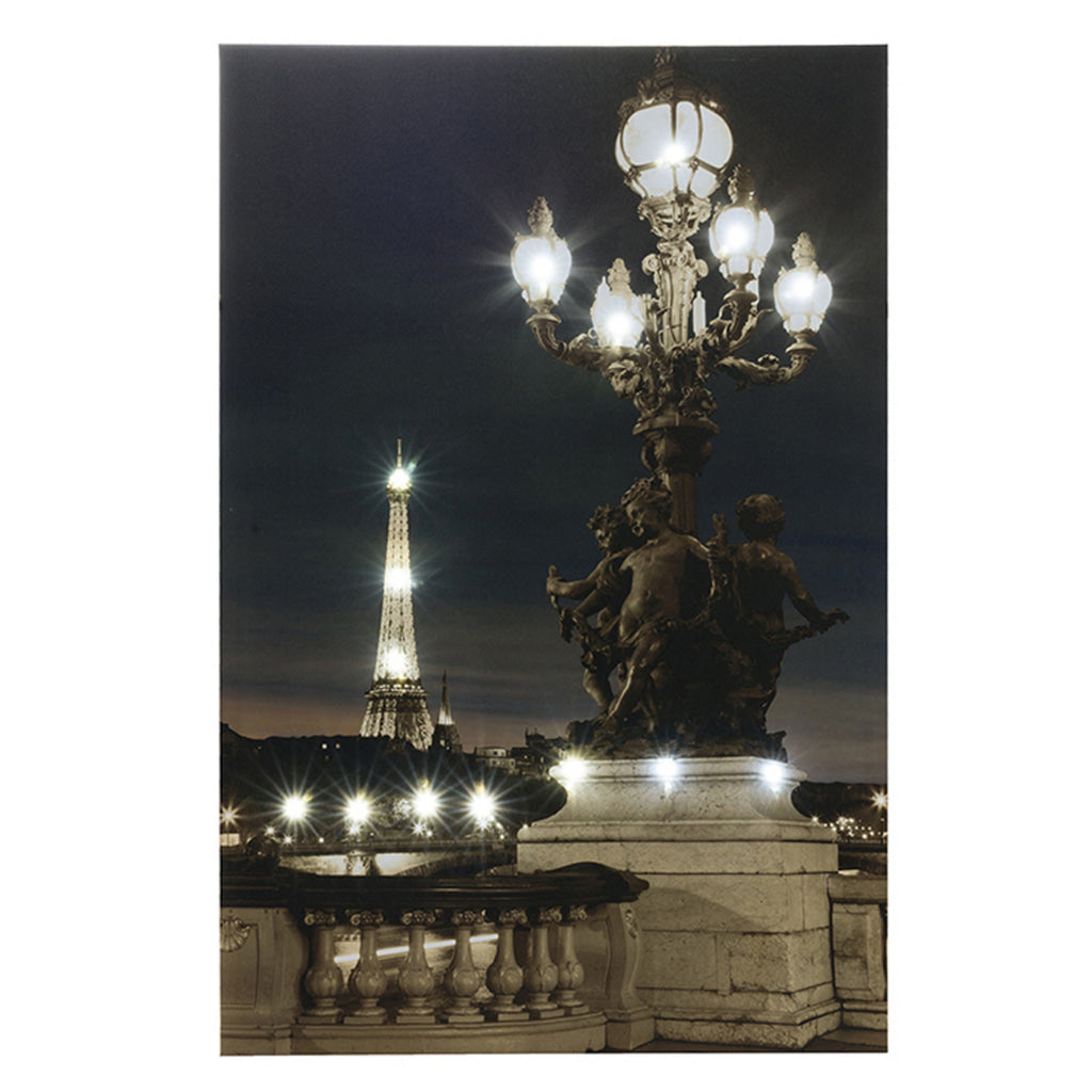 35 x 47 Wall Print Set of 2 Lit Eiffel Tower Design LED Black White By Casagear Home BM312837