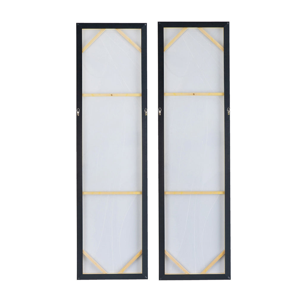 20 x 71 Tall Framed Rectangular Oil Paintings Set of 2 White Abstract By Casagear Home BM312851