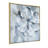 39 x 39 Square Wall Art Oil Painting Flower Motif Gray and Blue Canvas By Casagear Home BM312853