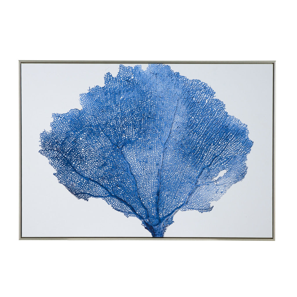 28 x 39 Framed Wall Art Decor Abstract Tree Design Blue and White Canvas By Casagear Home BM312854