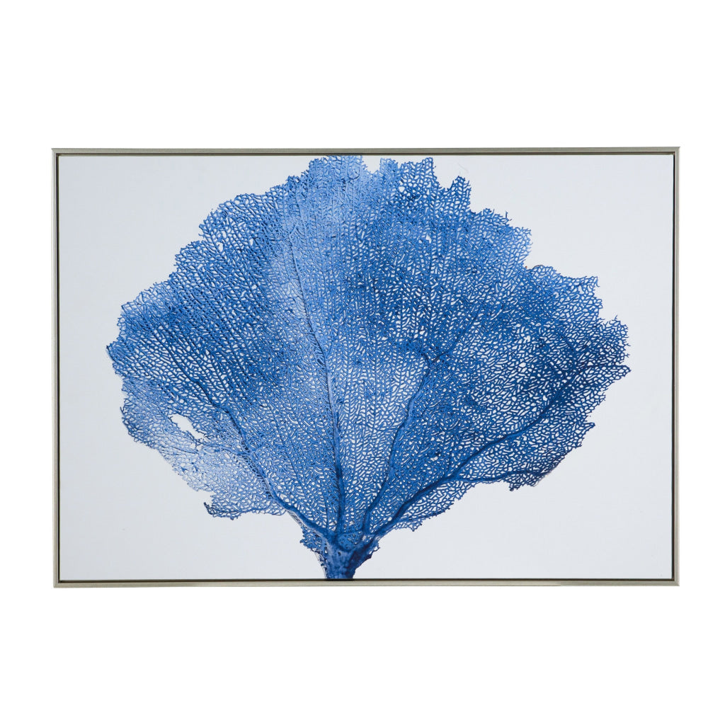 28 x 39 Framed Wall Art Decor Abstract Tree Design Blue and White Canvas By Casagear Home BM312854