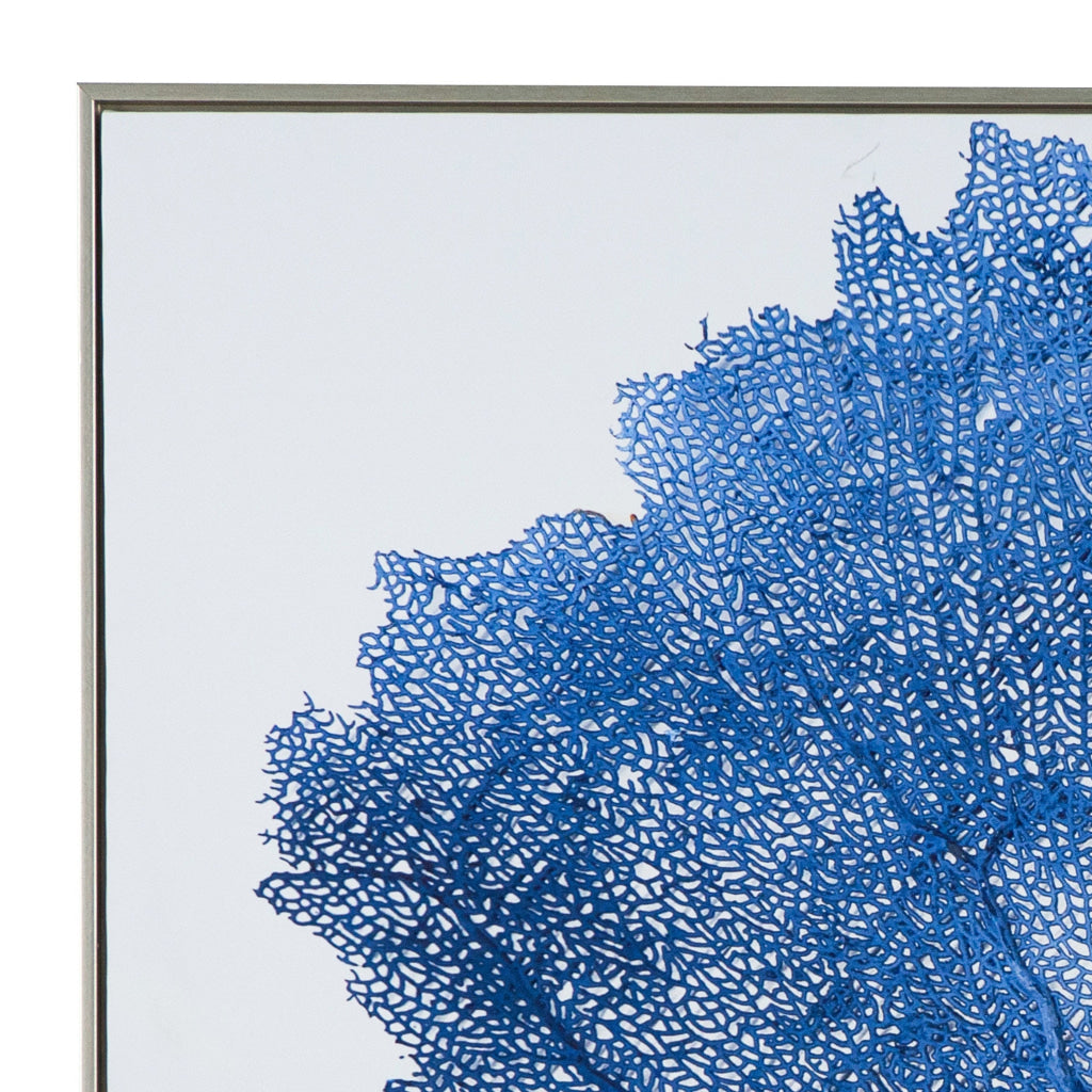 28 x 39 Framed Wall Art Decor Abstract Tree Design Blue and White Canvas By Casagear Home BM312854