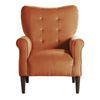 Kylie 32 Inch Accent Chair Armchair Tufted Orange Velvet Brown Solid Wood By Casagear Home BM313084