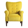 Kylie 32 Inch Accent Chair Armchair Tufted Yellow Velvet Brown Solid Wood By Casagear Home BM313085