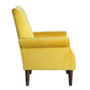 Kylie 32 Inch Accent Chair Armchair Tufted Yellow Velvet Brown Solid Wood By Casagear Home BM313085