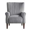 Elle 35 Inch Accent Chair Armchair Tufted Dark Gray Velvet Solid Wood By Casagear Home BM313088