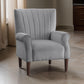 Elle 35 Inch Accent Chair Armchair, Tufted Dark Gray Velvet, Solid Wood By Casagear Home