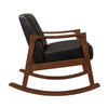 Ciao 37 Inch Rocking Chair Armchair Dark Brown Faux Leather Solid Wood By Casagear Home BM313097