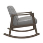 Ciao 37 Inch Rocking Chair Armchair Light Gray Faux Leather Solid Wood By Casagear Home BM313098