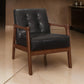 Aly 31 Inch Accent Chair Armchair, Dark Brown Faux Leather, Solid Wood By Casagear Home