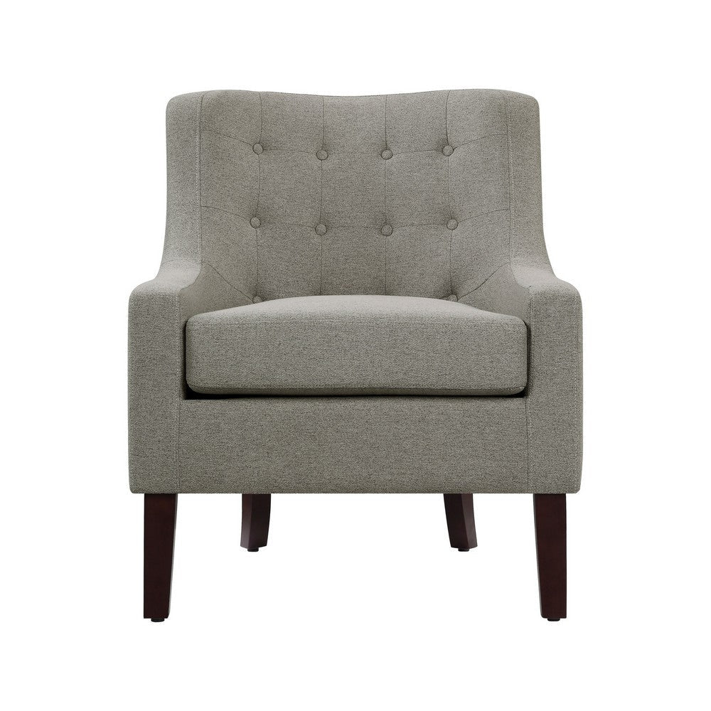 Cairo 34 Inch Accent Chair Armchair Light Gray Polyester Solid Wood By Casagear Home BM313101