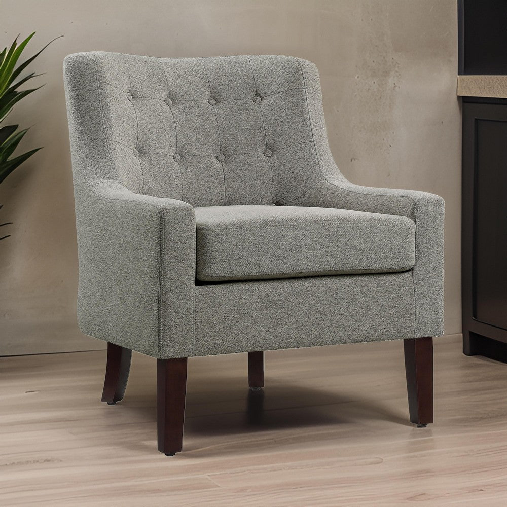 Cairo 34 Inch Accent Chair Armchair, Light Gray Polyester, Solid Wood By Casagear Home