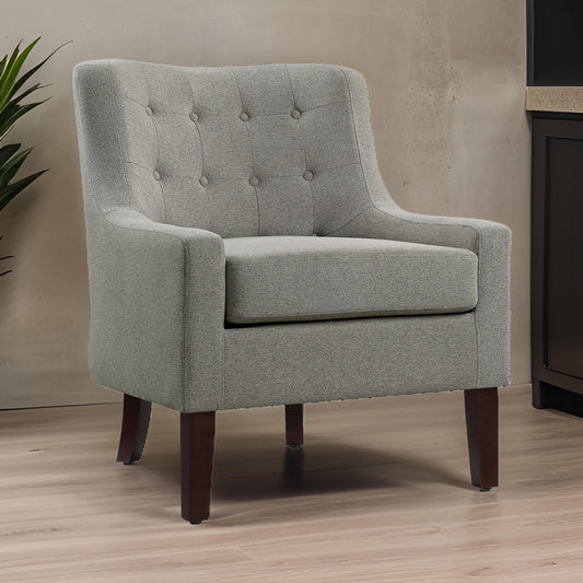 Cairo 34 Inch Accent Chair Armchair, Light Gray Polyester, Solid Wood By Casagear Home