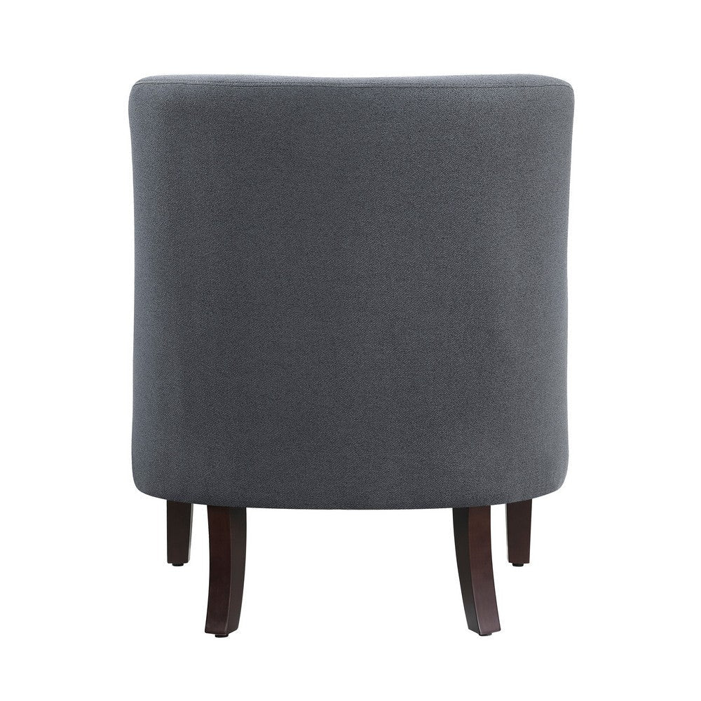 Cairo 34 Inch Accent Chair Armchair Dark Gray Polyester Brown Solid Wood By Casagear Home BM313102