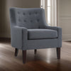 Cairo 34 Inch Accent Chair Armchair, Dark Gray Polyester, Brown Solid Wood By Casagear Home