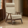 Mary 32 Inch Accent Chair Armchair, Tall Beige Polyester Linen, Solid Wood By Casagear Home