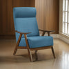 Mary 32 Inch Accent Chair Armchair, Light Blue Polyester Linen, Solid Wood By Casagear Home