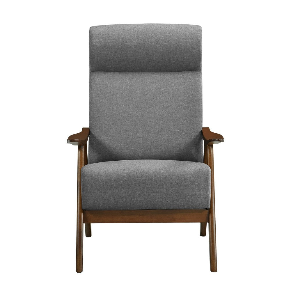 Mary 32 Inch Accent Chair Armchair Light Gray Polyester Linen Solid Wood By Casagear Home BM313106