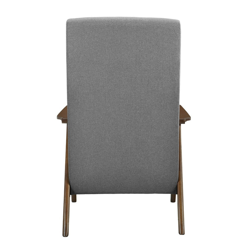 Mary 32 Inch Accent Chair Armchair Light Gray Polyester Linen Solid Wood By Casagear Home BM313106