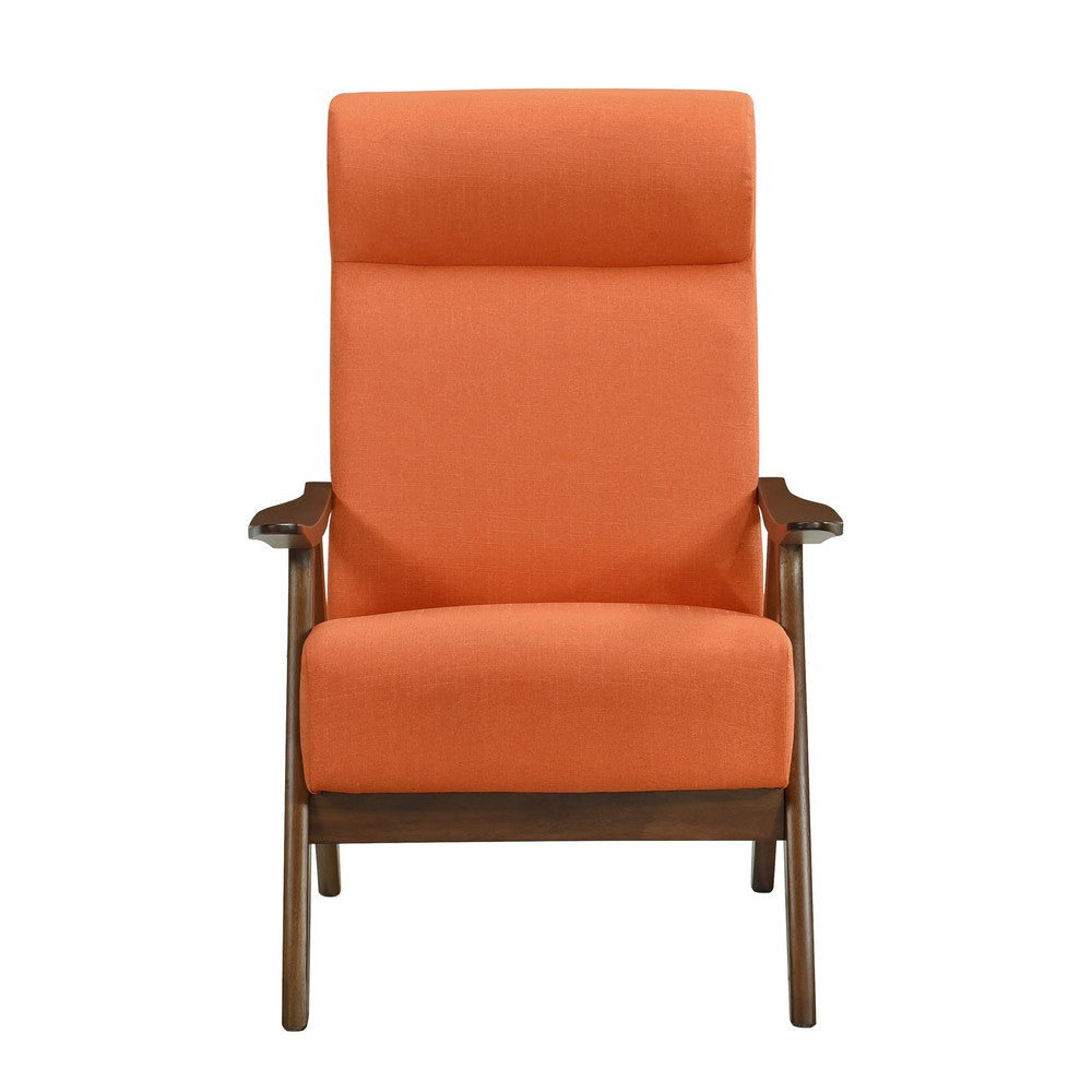 Mary 32 Inch Accent Chair Armchair Orange Polyester Linen Solid Wood By Casagear Home BM313107