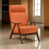 Mary 32 Inch Accent Chair Armchair, Orange Polyester Linen, Solid Wood By Casagear Home