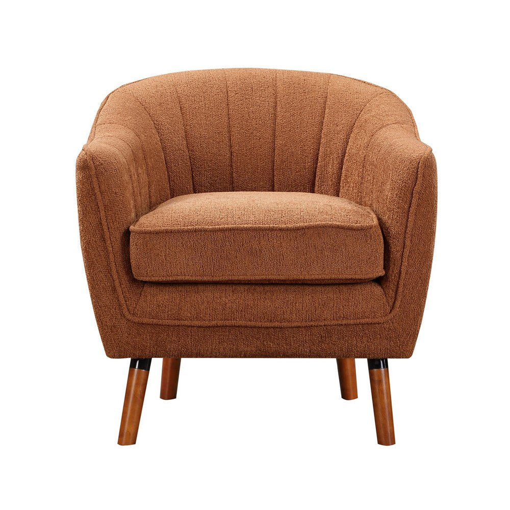 Tia 31 Inch Plush Accent Chair Armchair Rust Polyester Brown Solid Wood By Casagear Home BM313110