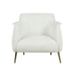 33 Inch Accent Chair Armchair Soft White Boucle Gold Metal Solid Wood By Casagear Home BM313113