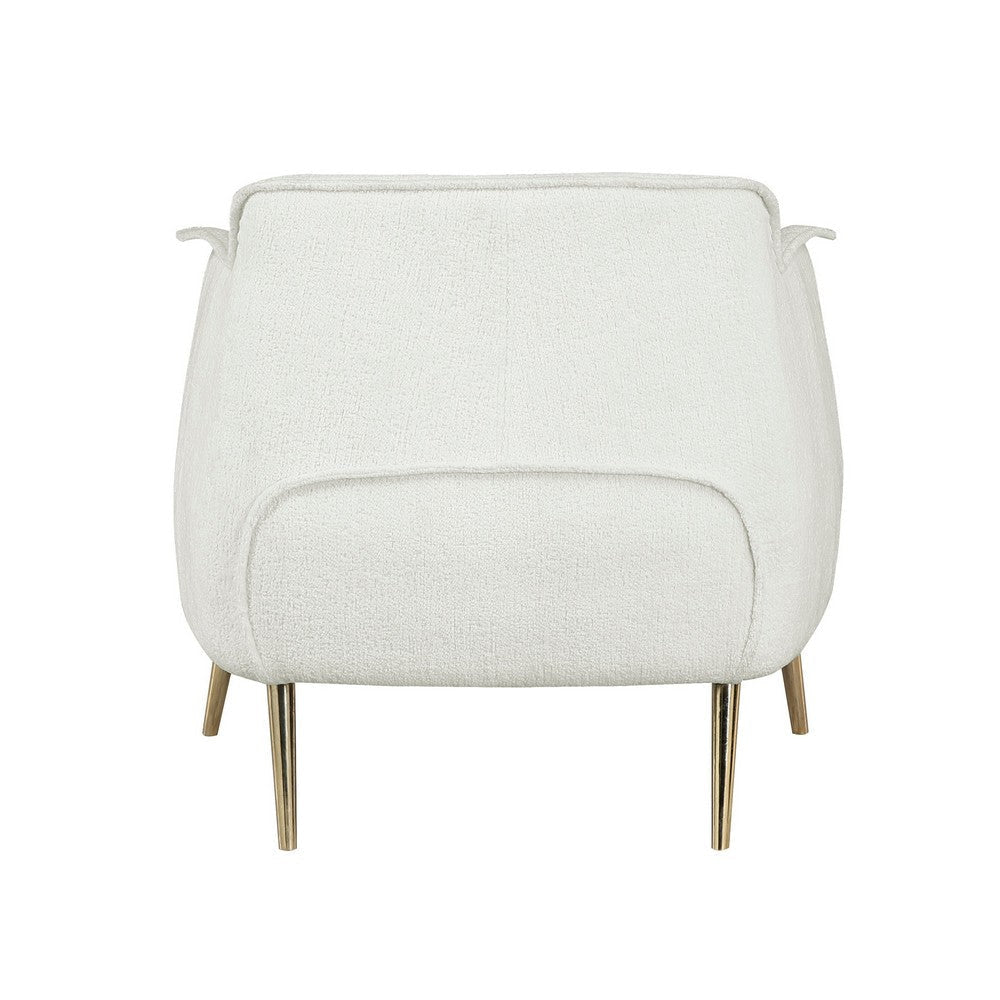 33 Inch Accent Chair Armchair Soft White Boucle Gold Metal Solid Wood By Casagear Home BM313113