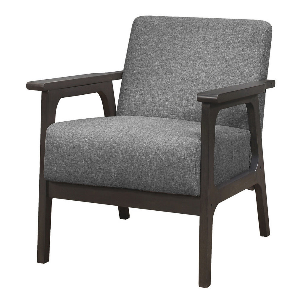 31 Inch Accent Chair Gray Polyester Antique Gray Solid Rubberwood By Casagear Home BM313114