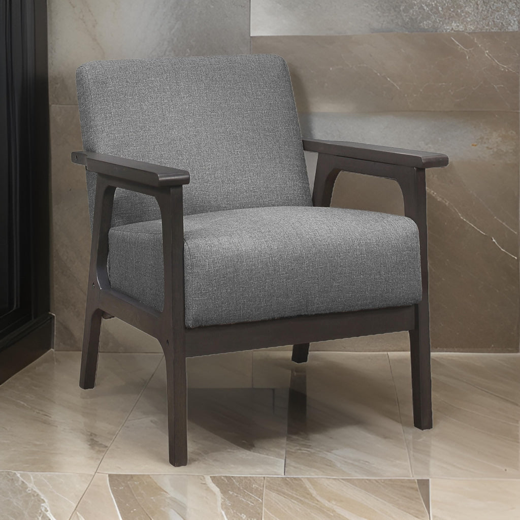 31 Inch Accent Chair Gray Polyester Antique Gray Solid Rubberwood By Casagear Home BM313114