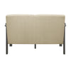 Wiston 50 Inch Loveseat Beige Polyester Dark Gray Solid Rubberwood By Casagear Home BM313117