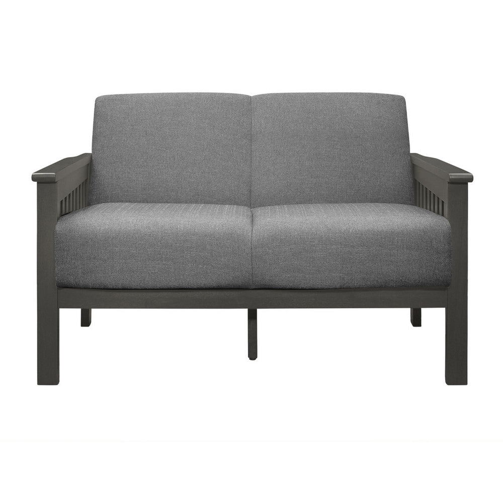 Wiston 50 Inch Loveseat Gray Polyester Dark Gray Solid Rubberwood By Casagear Home BM313118