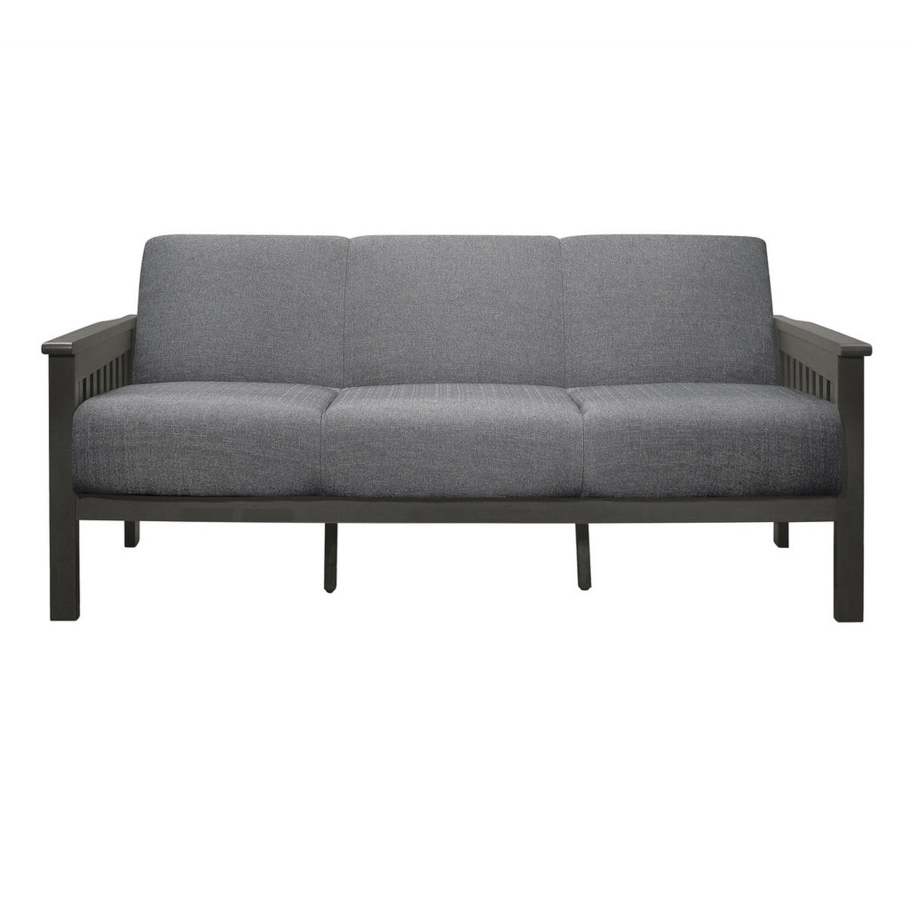 Wiston 72 Inch Sofa Soft Gray Polyester Dark Gray Solid Rubberwood By Casagear Home BM313120