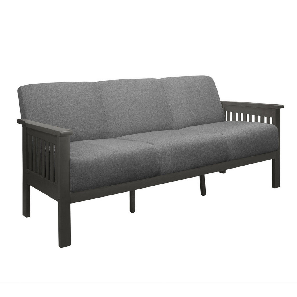 Wiston 72 Inch Sofa Soft Gray Polyester Dark Gray Solid Rubberwood By Casagear Home BM313120