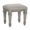 Nyna 20 Inch Vanity Stool Driftwood Gray Polyester Upholstered Seat Wood By Casagear Home BM313121