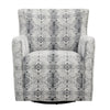 32 Inch Swivel Accent Chair Gray Black Patterned Polyester Solid Wood By Casagear Home BM313123