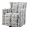 32 Inch Swivel Accent Chair Gray Black Patterned Polyester Solid Wood By Casagear Home BM313123