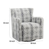 32 Inch Swivel Accent Chair Gray Black Patterned Polyester Solid Wood By Casagear Home BM313123