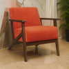 Rica 32 Inch Accent Armchair, Soft Orange Velvet, Walnut Brown Solid Wood By Casagear Home