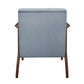 Rica 32 Inch Accent Armchair Curved Soft Blue Velvet Brown Solid Wood By Casagear Home BM313127