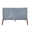 Rica 51 Inch Loveseat Soft Blue Gray Velvet Walnut Brown Solid Wood By Casagear Home BM313130