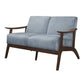 Rica 51 Inch Loveseat Soft Blue Gray Velvet Walnut Brown Solid Wood By Casagear Home BM313130