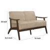 Rica 51 Inch Loveseat Curved Soft Beige Velvet Walnut Brown Solid Wood By Casagear Home BM313131