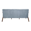 Rica 73 Inch Sofa Soft Blue Gray Velvet Walnut Brown Solid Rubberwood By Casagear Home BM313134