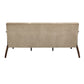 Rica 73 Inch Sofa Soft Beige Velvet Walnut Brown Solid Rubberwood By Casagear Home BM313135