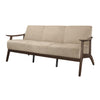 Rica 73 Inch Sofa Soft Beige Velvet Walnut Brown Solid Rubberwood By Casagear Home BM313135