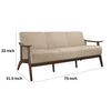 Rica 73 Inch Sofa Soft Beige Velvet Walnut Brown Solid Rubberwood By Casagear Home BM313135