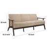 Rica 73 Inch Sofa Soft Beige Velvet Walnut Brown Solid Rubberwood By Casagear Home BM313135