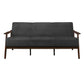 Rica 73 Inch Sofa Soft Dark Gray Velvet Walnut Brown Solid Rubberwood By Casagear Home BM313136