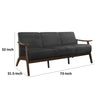 Rica 73 Inch Sofa Soft Dark Gray Velvet Walnut Brown Solid Rubberwood By Casagear Home BM313136